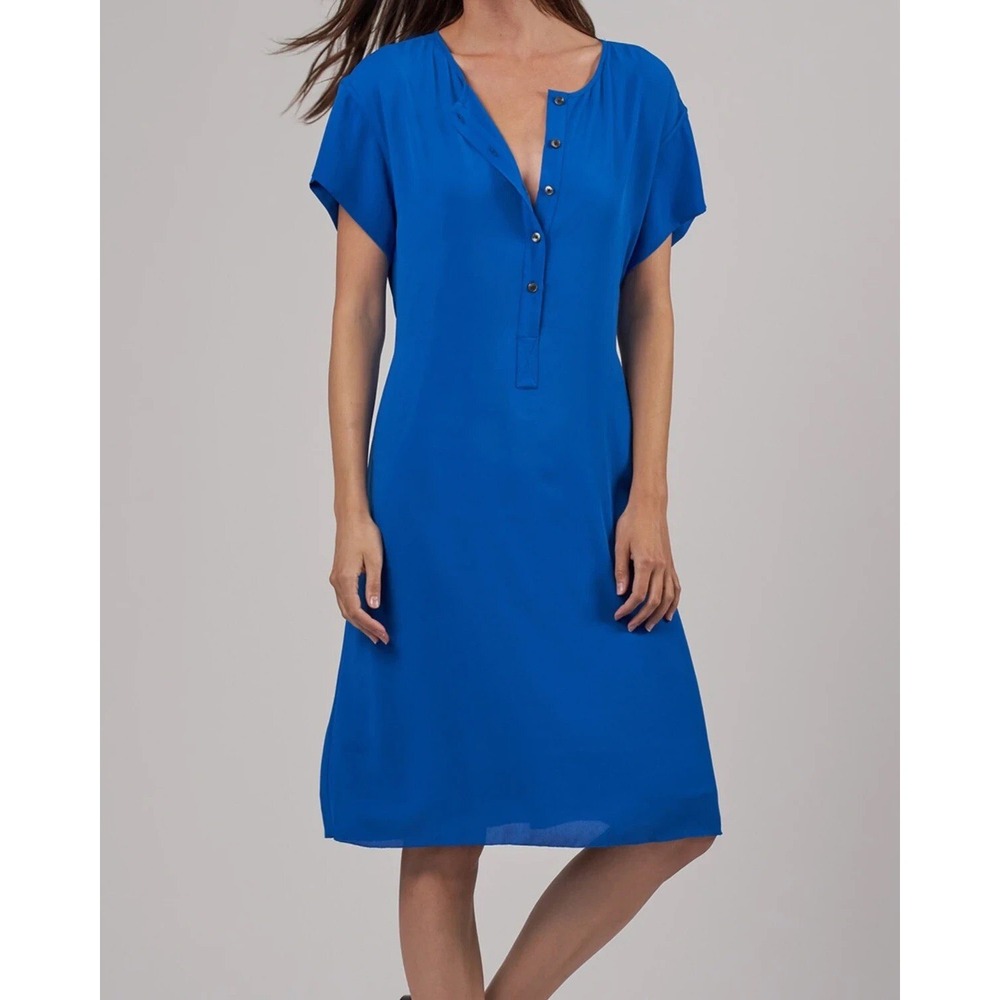 ATM Anthony Thomas Melillo Crepe Georgette Dress Cobalt Blue Small Relaxed Chic - Picture 4 of 14